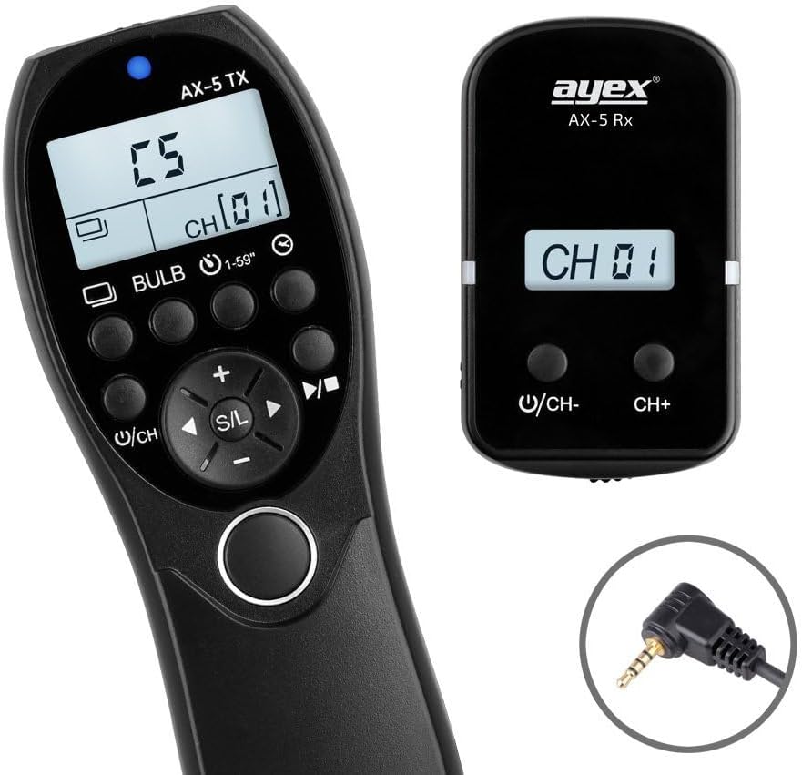 ayex Funk Timer-Fernauslöser AX-5 (RS-2/L1), Kompatibel mit Panasonic z.B. DMC: S1/RM G9 G95M GH5S F