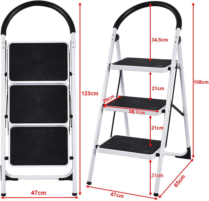 COSTWAY Trittleiter Klapptritt weiss, Stehleiter klappbar, Haushaltsleiter Stufenleiter platzsparend