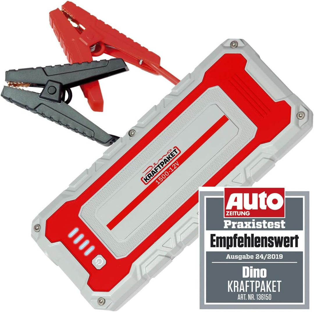Dino KRAFTPAKET 136150 12V-1500A Starthilfegerät 62.9Wh-Die Neue kraftvolle Generation, kompatible m