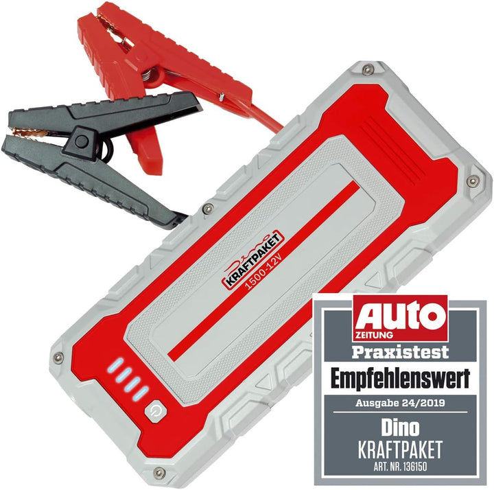 Dino KRAFTPAKET 136150 12V-1500A Starthilfegerät 62.9Wh-Die Neue kraftvolle Generation, kompatible m