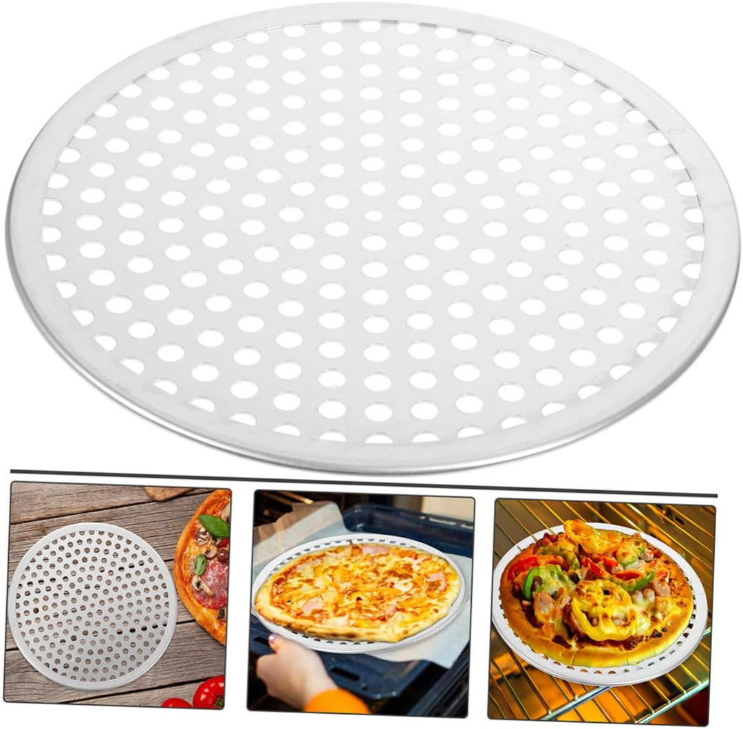 Cabilock Perforiertes Pizzablech aus Aluminiumlegierung Silber Rund mit Löchern Leicht zu Reinigen e