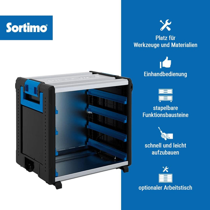 Sortimo WorkMo Modul – 8 Kofferschienen für T-BOXX & Metallkoffer – Modularer Werkstattwagen, kombin
