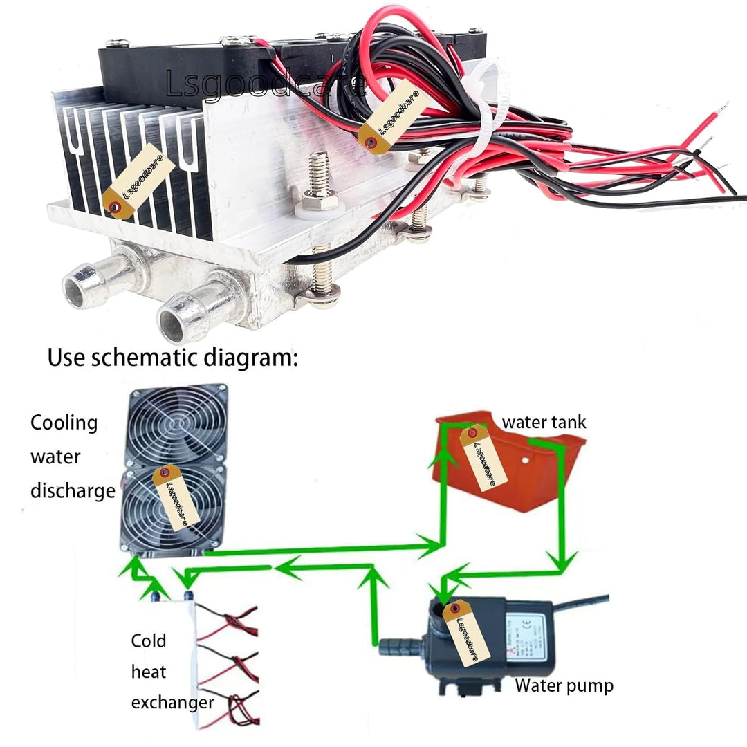 Lsgoodcare 3-Chip-12-V-Halbleiter-Peltier-Kühler – DIY-Minikühlschrank 3-Chip-Kühler mit Rohr, 3-Chi