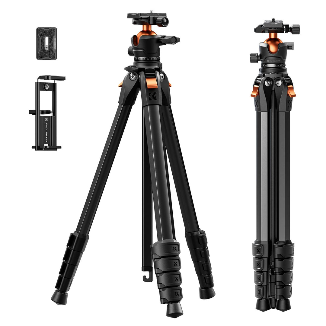 K&F CONCEPT Kamera Stativ Handy Stativ,187cm Kamerastativ, Tripod für Smartphone mit Handy Tablet Ha