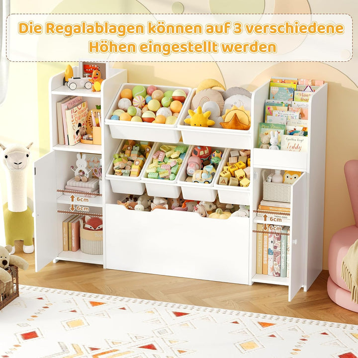 FOREHILL Kinderregal mit Bücherregal, Spielzeug Aufbewahrung, Kinderzimmer Möbel mit Aufbewahrungsbo