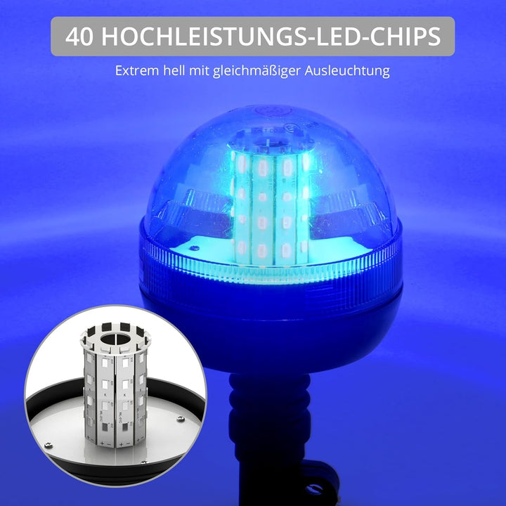 Justech 2x 40 SMD LED Rundumleuchte Warnleuchten Rundumlicht mit Blinkleuchte Blitzleuchte IP56 Magn