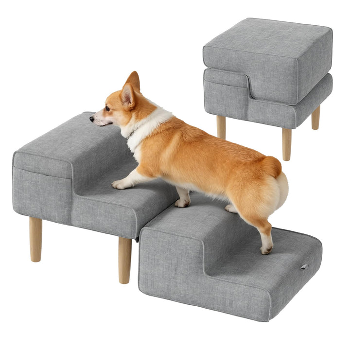 Hundetreppe,2-in-1 Haustiertreppe Klappbar Treppe Hund, Hundetreppe für Kleine & Grosse Hunde, Trepp