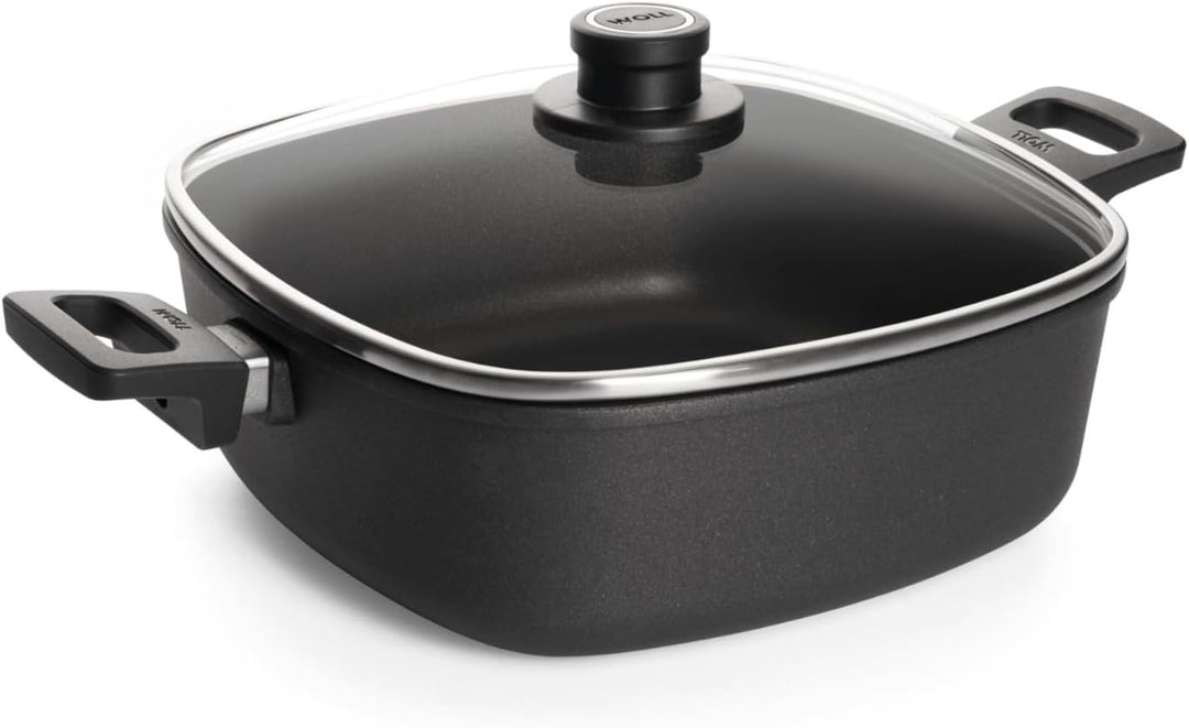 Woll Nowo Titanium Kasserolle viereckig mit Deckel, 28 x 28 cm, 10 cm hoch, 6.0 Liter, mit 2 Seiteng