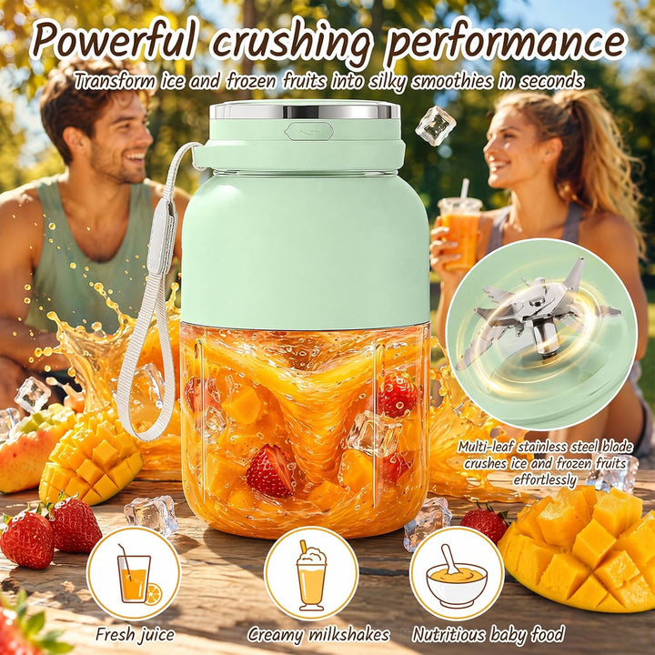 Tragbarer Mixer, 1300 ml Fresh Juice Mixer Flasche, Smoothie Maker to Go, Blender Bottle mit Auslauf