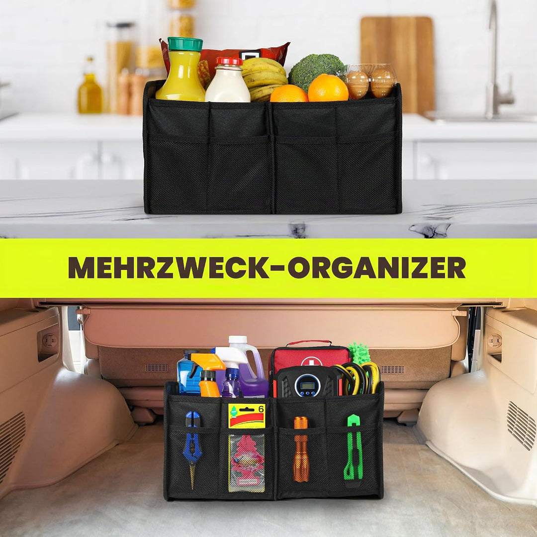 FORTEM Kofferraum-Organizer, zusammenklappbarer Auto-Organizer mit zwei Fächern, faltbare SUV-Aufbew