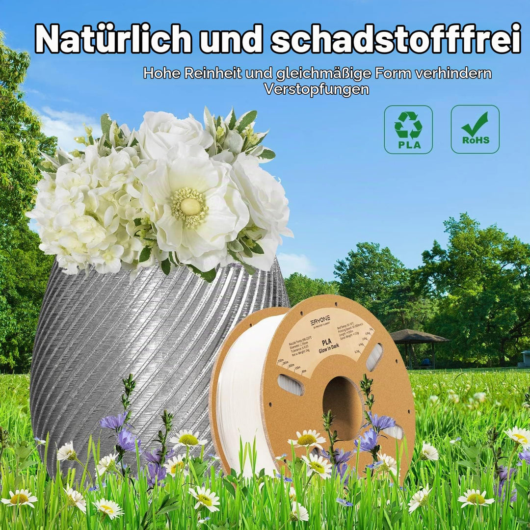 ERYONE PLA Filament for 3D Printer, 3D-Drucker-Filament, 1.75mm +/-0.03mm, Leuchtet PLA Filament, Gl