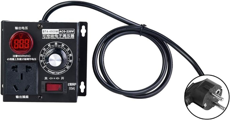Dimmschalter AC 220V 9A 4000W SCR Spannungsregler Motor Lüfter Drehzahlregler Dimmer(EU Plug), EU Pl