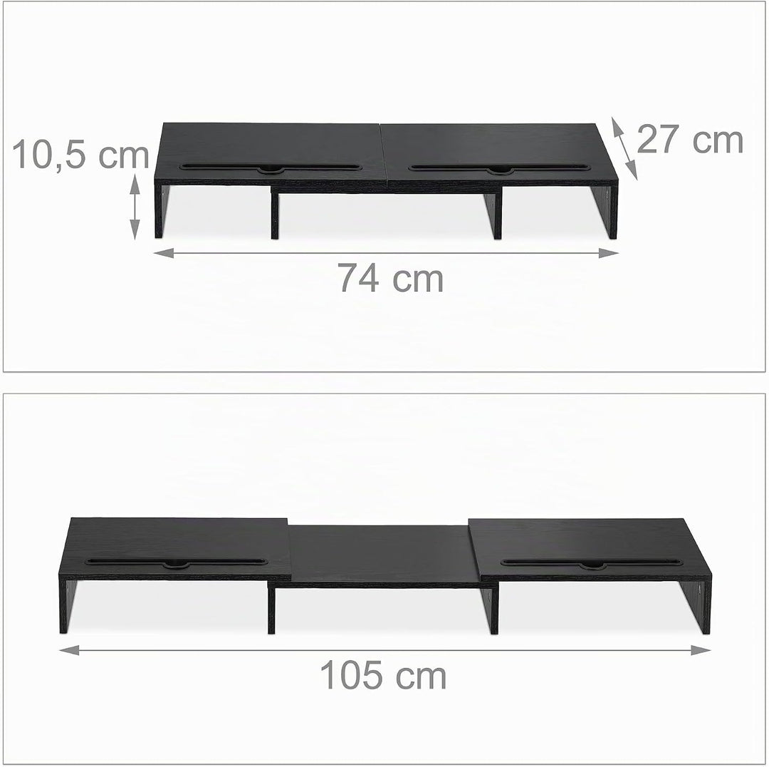 Relaxdays Monitorständer für 2 Monitore, ausziehbar, verstellbar, Monitorerhöhung Schreibtisch, PC O
