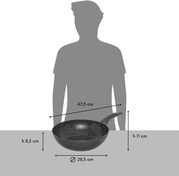 Aeternum Petragres Ecosolution Wok-Pfanne, antihaftbeschichtet, auch Induktion, 28 cm