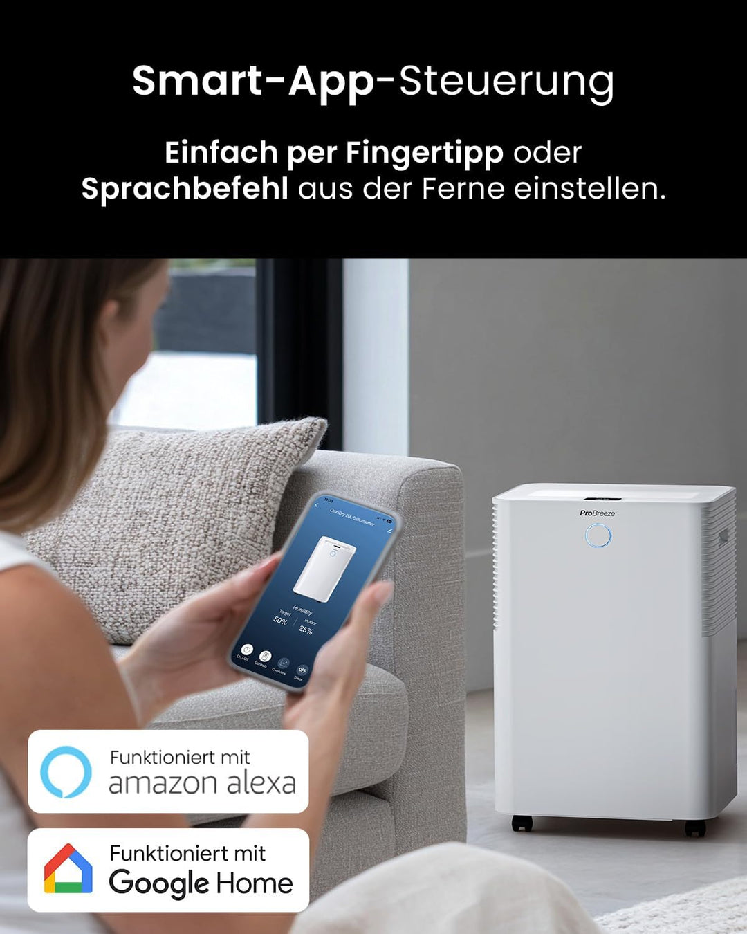 Pro Breeze OmniDry Luftentfeuchter mit App &amp; WLAN, 20L in 24h Entfeuchtungsleistung - Luftentfeuchte