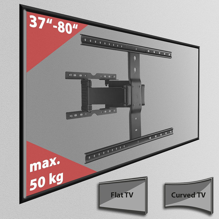 Poppstar TV Wandhalterung schwenkbar 37-80 Zoll super stark für Flach- und Curved-Monitore bis 50 kg