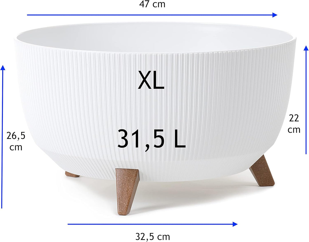 MELTOM Blumentopf Schale mit Füssen Einsatz Kräutertopf Übertopf Pflanzschale Eco Recycled (Weiss, X