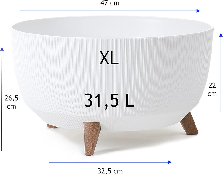 MELTOM Blumentopf Schale mit Füssen Einsatz Kräutertopf Übertopf Pflanzschale Eco Recycled (Weiss, X