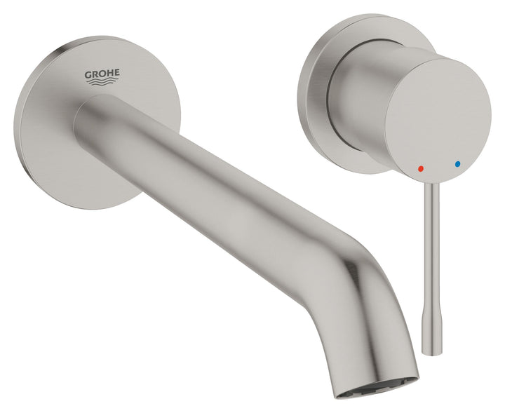 GROHE Essence - 2-Loch Waschtischarmatur (wassersparend, Wandmontage, Ausladung: 230 mm), supersteel