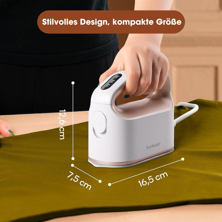 Newbealer Kleines Dampfbügeleisen, 1200W Reise Bügeleisen Dampf, 3 Dampfeinstellungen, Antihaft-Sohl