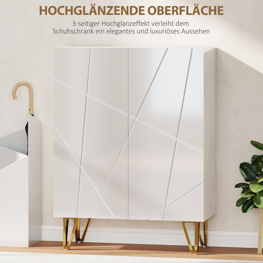 HOMCOM Schuhschrank mit 2 Türen 15-20 Paar Schuhe 72 x 31,5 x 95 cm Weiss | Schuhregal, Schuhaufbewa
