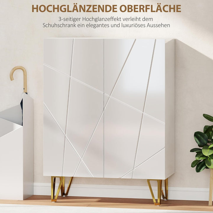 HOMCOM Schuhschrank mit 2 Türen 15-20 Paar Schuhe 72 x 31,5 x 95 cm Weiss | Schuhregal, Schuhaufbewa