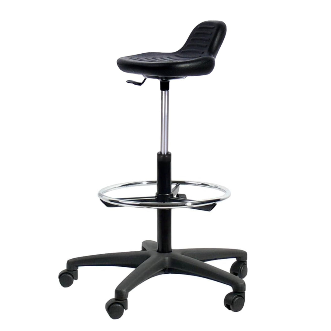 Topsit IND04 Arbeitsdrehhocker aus PU, Hocker mit Stehhilfe, höhenverstellbar und leicht zu reinigen