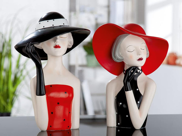 GILDE Deko Skulptur Figur Lady - mit schwarzem Hut - Dekoration und Geschenk - Höhe 29, 5 cm, 37195