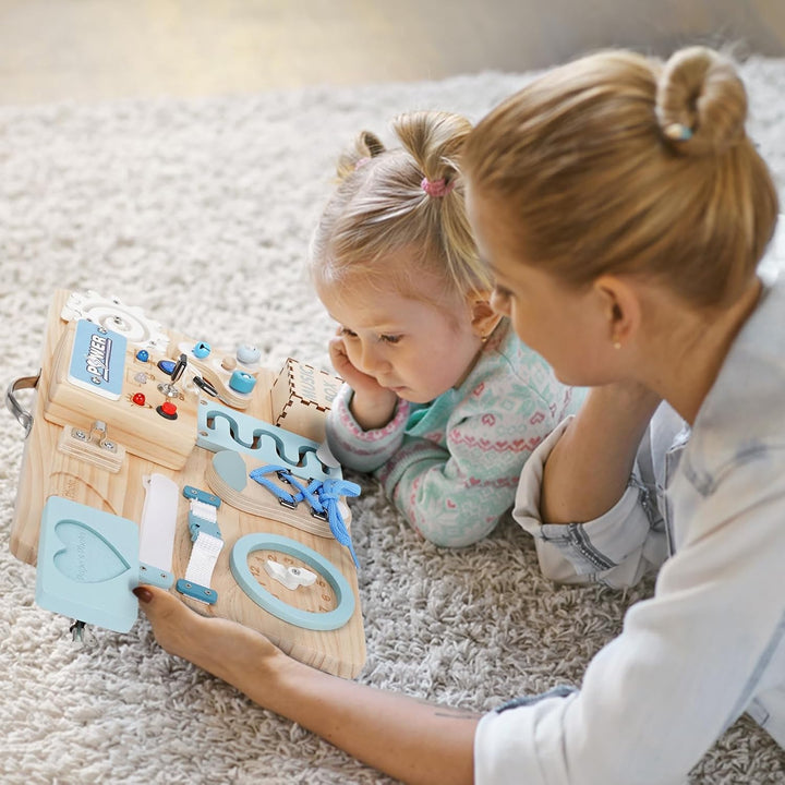 Joyreal LED Montessori Busy Board - Motorikbrett ab 18M+ Monate Activity Board Motorikboard Montesso