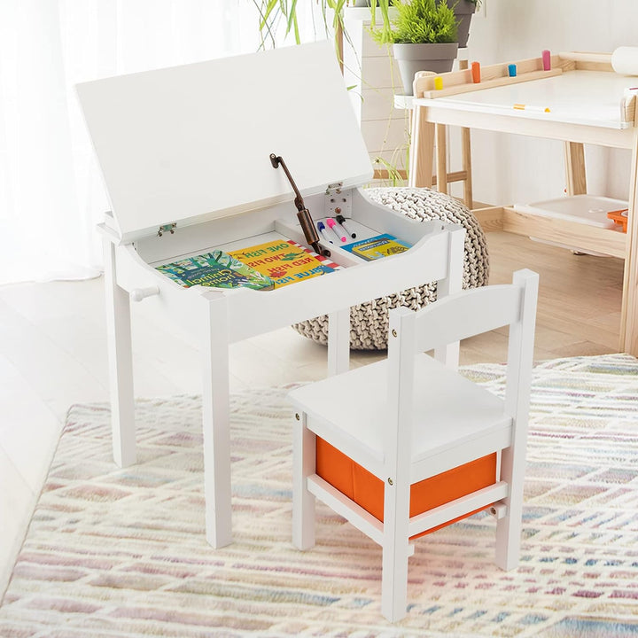 DREAMADE Kinderschreibtisch mit Stuhl, Schülerschreibtisch aus Holz, Jugendschreibtisch, Kindertisch