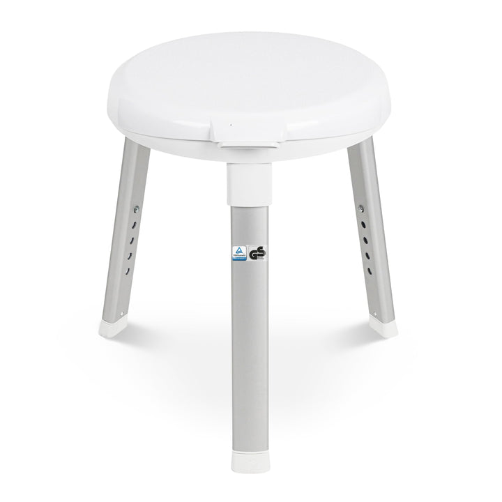 Weinberger Drehbarer Duschhocker Badstuhl | Runde Sitzfläche | 3 Beine | Verriegelung| Höhenverstell