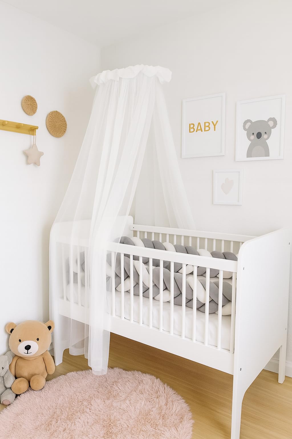 Baby Fancyroom Betthimmel für Babybett Gitterbett Kinderbett 300x180 cm – feiner Tüll, handgefertigt