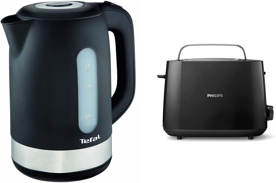 Tefal KO3308 Kunststoff - Edelstahl Wasserkocher | Anti-Kalk Filter | 2.400 W | Assistierende Deckel