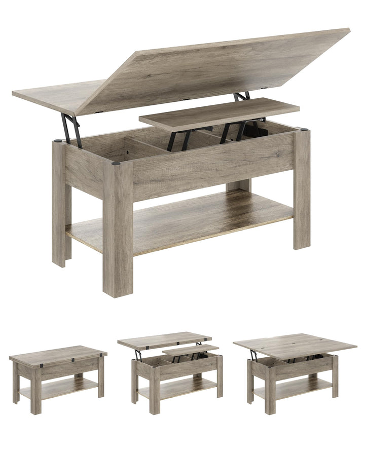 KIMENICH Couchtisch Höhenverstellbar, 3-in-1-Multifunktions-Wohnzimmertisch, Kaffeetisch, Versteckte