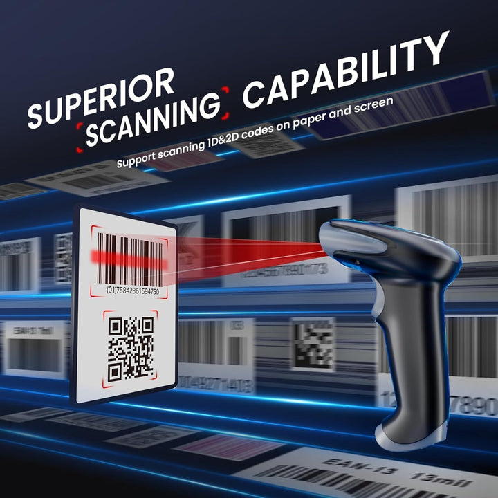 Eyoyo Barcode Scanner 1D 2D QR kabelgebunden und 2.4G Wireless, QR Code Scanner Handheld Barcode Les