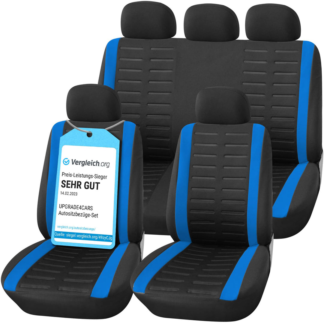 Upgrade4cars Autositzbezüge Set Universal | Auto-Schonbezüge für die Vordersitze &amp; Rückbank in Blau