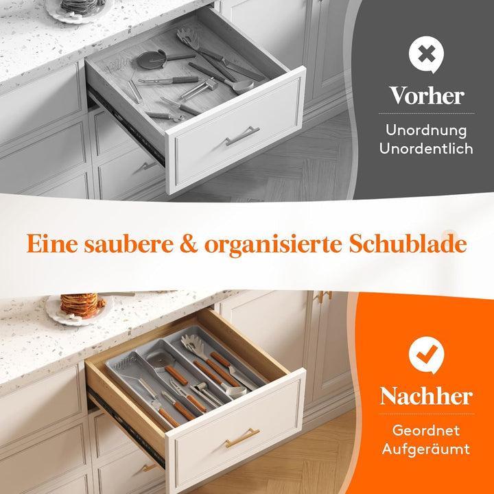 Lifewit Besteckkasten für Schubladen, Küchenutensilien Besteckkasten erweiterbar auf 36,5 cm, Schmal