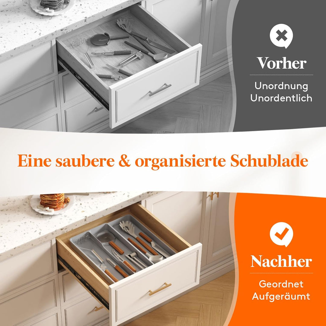 Lifewit Besteckkasten für Schubladen, Küchenutensilien Besteckkasten erweiterbar auf 36,5 cm, Schmal