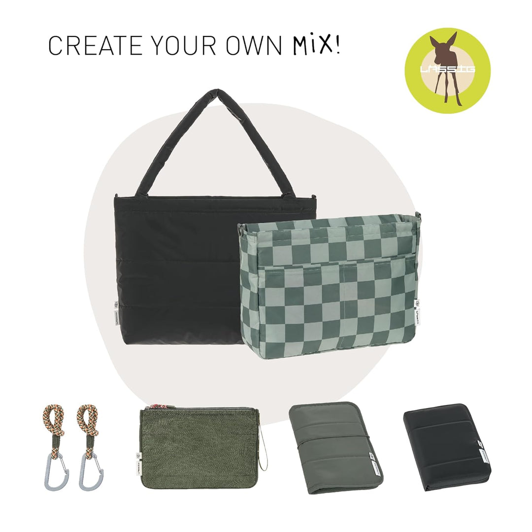 LÄSSIG Baby Wickeltasche Shopper mit Kinderwagenbefestigung/MIX Shopper black Schwarz, Schwarz