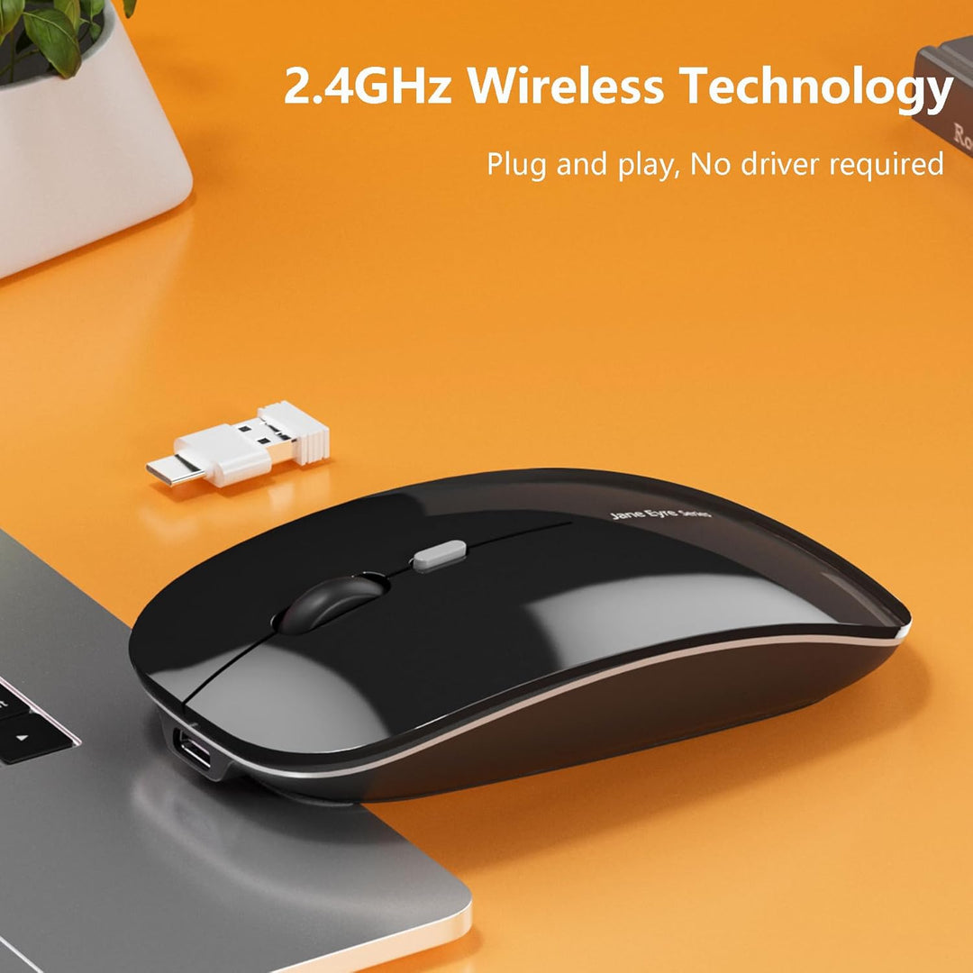 Uiosmuph Q5 Kabellos Maus, Wiederaufladbar Funkmaus 2.4G Leise Funkmaus Ultra Dünn Wireless Computer