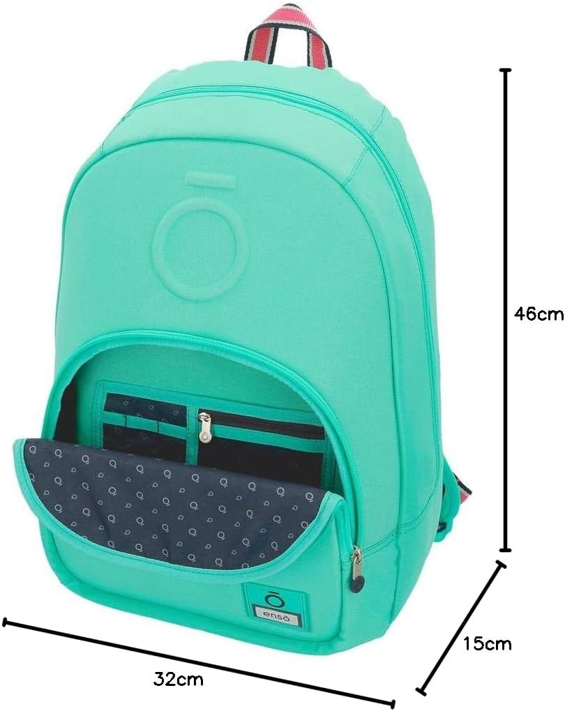 Enso Basic An Trolley anpassbarer Rucksack Grün 32x46x15 cms Polyester für 15,6"-Laptop 22.1L Türkis