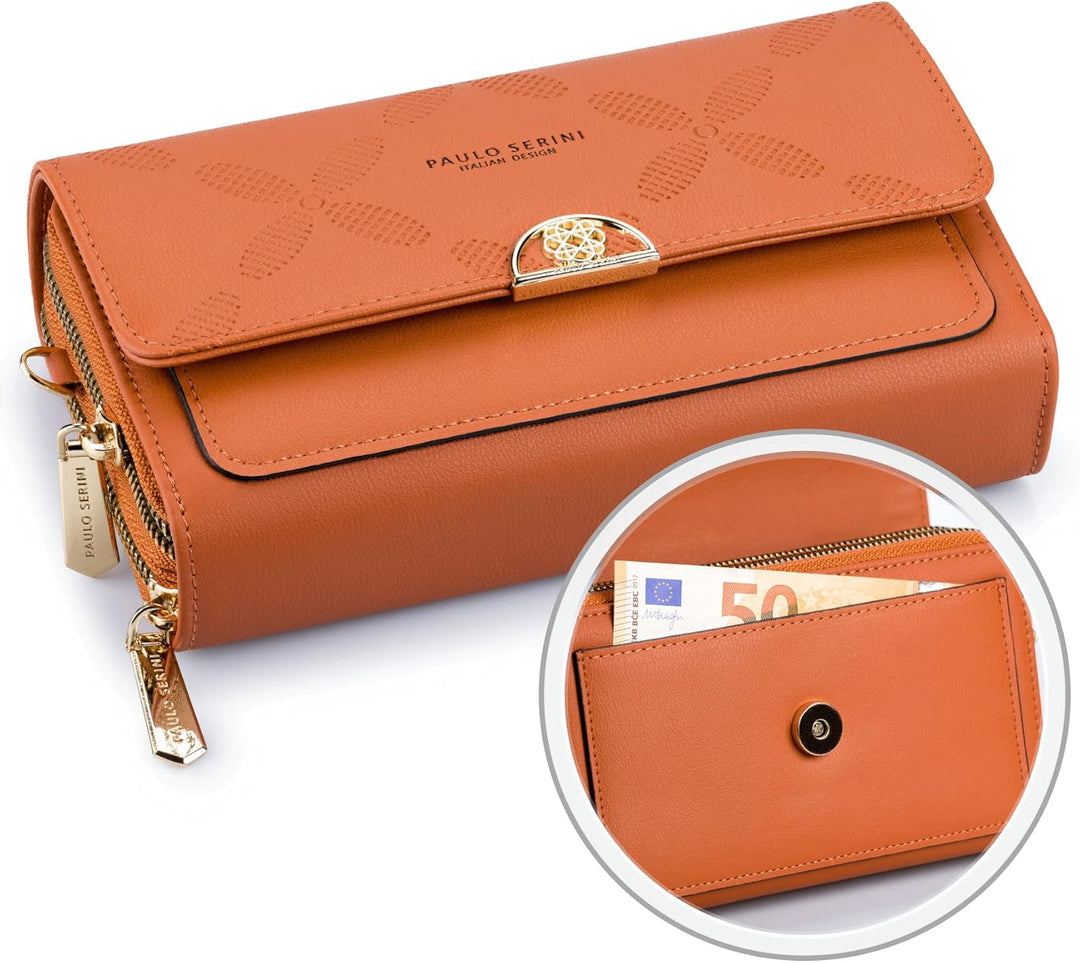 PAULO SERINI® Umhängetasche Damen | Handytasche zum Umhängen aus 100% veganem Leder | Handtasche Dam