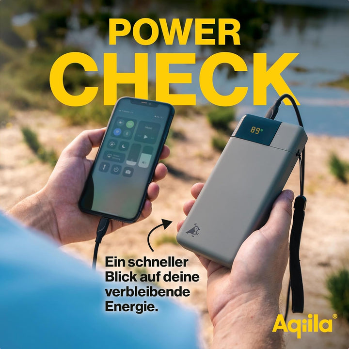 Powerbank 20000mAh, 20W, LCD-Display, 2X USB-C, 1x USB-A, tragbares Ladegerät, Pass-Through-Laden, l