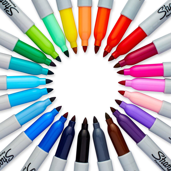 Sharpie Permanent Marker, feine Spitze, sortiert lustige Farben, 24-er Set 24er-Pack Schwarz, 24er-P