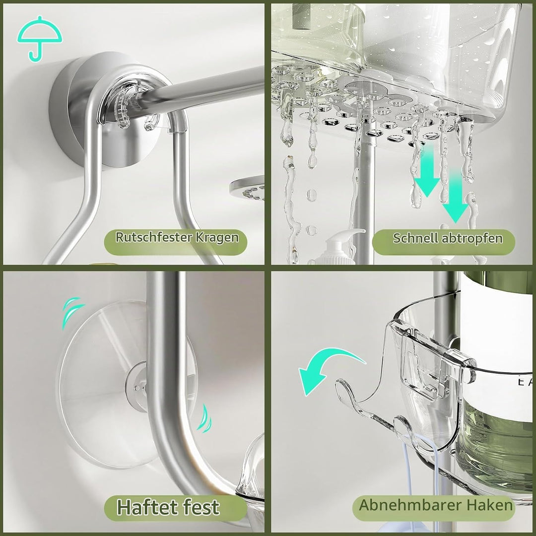 Ettori Hängende Dusche Caddy, 2-Schicht rostfreier Dusche Organizer, Aluminium Badezimmer Organizer