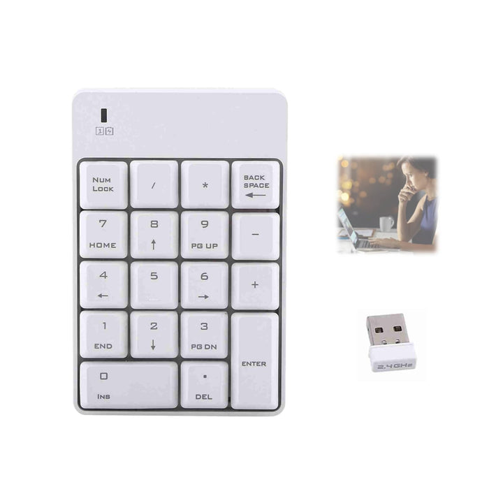 Zunate Drahtlose Zifferntastatur, Tragbares 2,4-GHz-Nummernfeld USB-WLAN-Nummerntastatur, 18-Tasten-