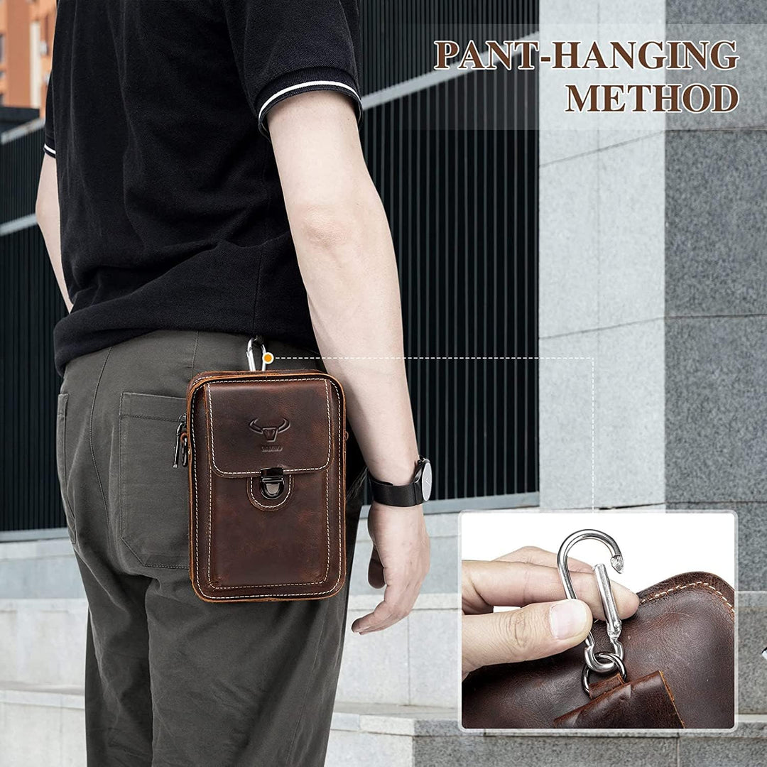 BAIGIO Handytasche Leder Vintage Gürteltasche Herren Hüfttasche Klein Schultertasche Umhängetasche R