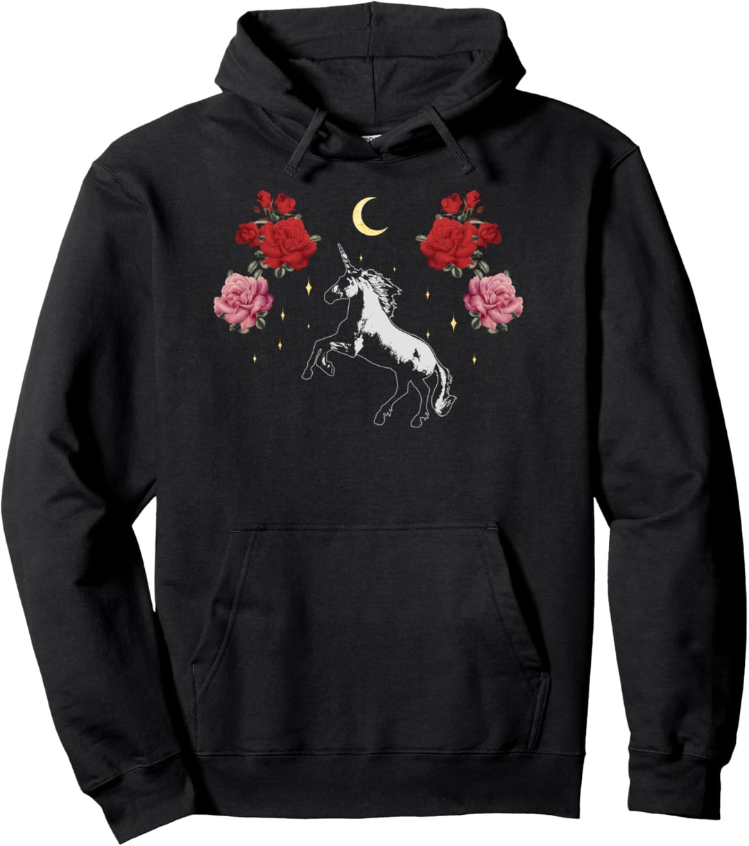 Trendy Unicorn Floral Moon Pullover Hoodie