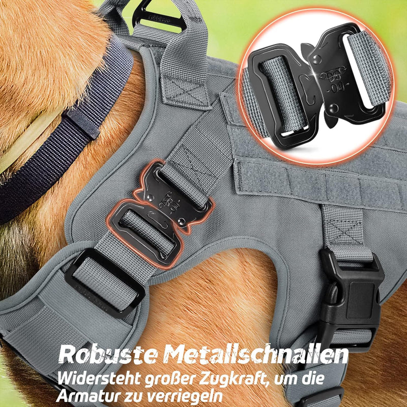 rabbitgoo No Pull Hundegeschirr Mittlere Grosse Hunde, Taktische Brustgeschirr mit MOLLE Griff Metal