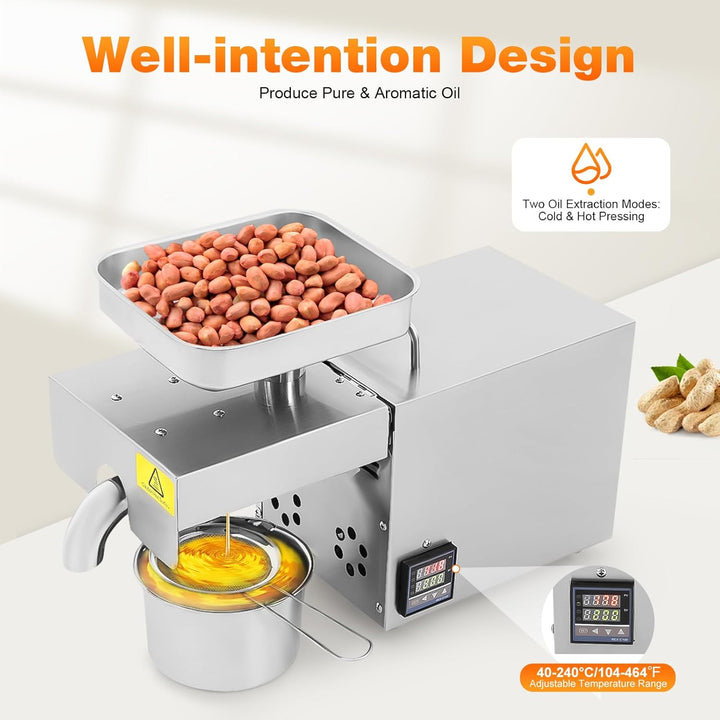 1500W Automatische Ölpresse Maschine Edelstahl Elektrisch Ölpresse mit LCD Anzeige 6-Gang-Smart-Heiz